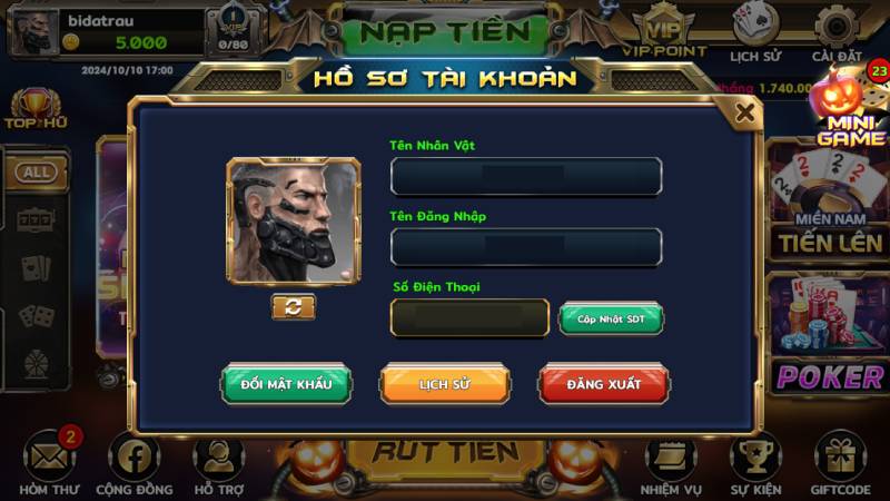 Thực hiện xác thực số điện thoại tại cổng game