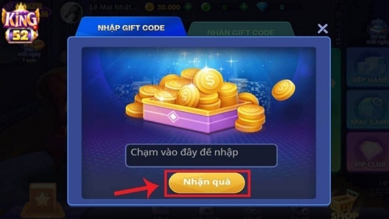 Làm sao nhận giftcode King52