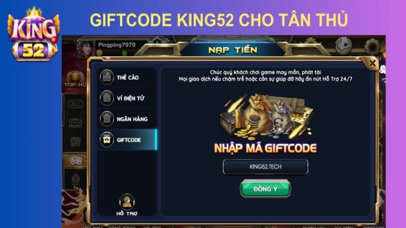 Làm sao nhận giftcode King52